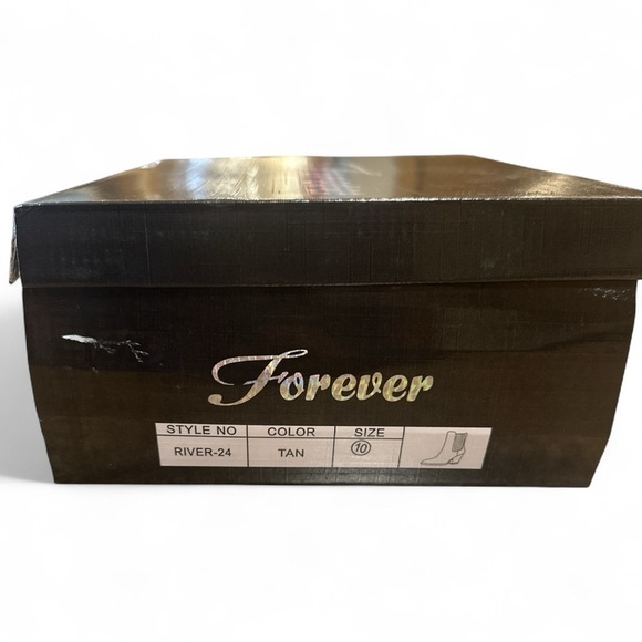 Forever Rivers Suede Ankle Boots Size 10 Tan Pull On Pointed Toe Block Heel - Picture 12 of 13